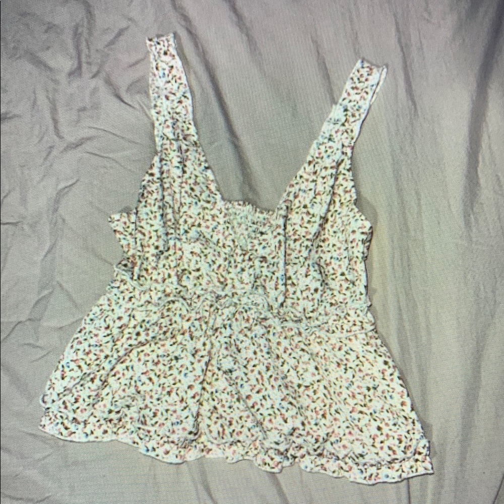 White Smocked Ruffled Camisole